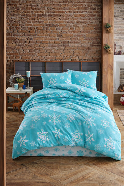 NazeninHome Flannel Flannel Winter 100% Cotton Double Duvet Cover Set Snowy