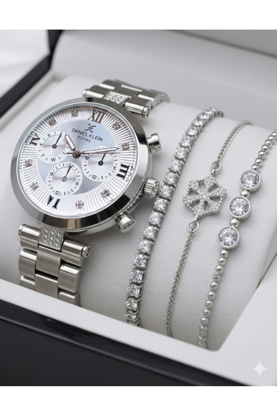 Daniel Klein Gümüş Renk Kadın Kol Saati | Çelik Kordon | Gold-Silver Şık Komb...