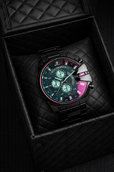 S.POLO ساعة يد رجالية من New Season ذات سوار معدني أسود اللون مع هدية لعيد الأب