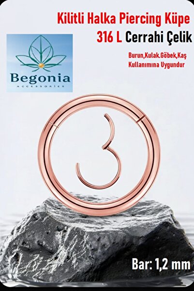 Öte Beri Hayallerin Ötesi 316l Cerrahi Çelik Antialerjik Kıkırdak Tragus Helix 6mm,8mm,10mm Kilitli Halka Küpe Piercing 1 Adet