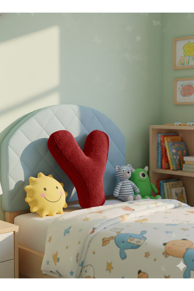 pufftable Pernă de pluș cu litera Y, pernă decorativă, țesătură teddy bordeau...