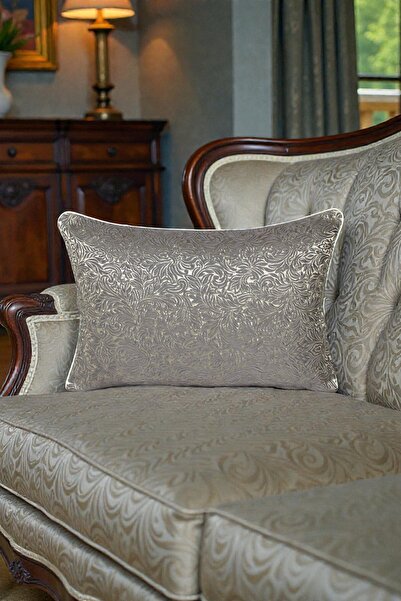 VISIONARIO Kırlent Kılıfı Desenli Jakarlı Dokuma Kumaş 35x50 Çift Taraflı Biyeli