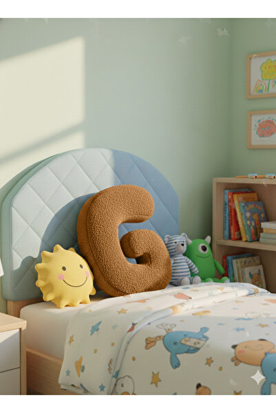 pufftable وسادة على شكل حرف G من القطيفة، وسادة زخرفية، لون بني جملي، حجم كبي...