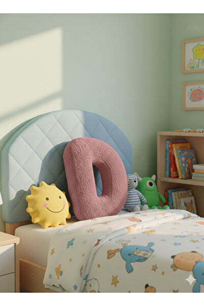 pufftable Pernă de pluș cu litera D, pernă decorativă, țesătură roz tip teddy...