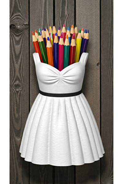 krh 3d print Colorful Crayons Pen Holder with Dress Design |   Desktop Decorative Pen Organizer