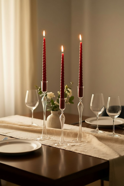 EVSTYLE CAM ÜÇLÜ ŞAMDAN - LİLYUM MODEL