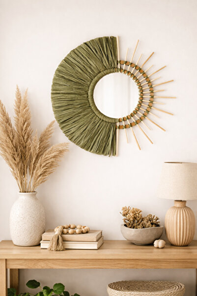 BOHEM Olivia Rafya Duvar Dekoru Tasarım | El Yapımı Doğal Duvar Süsü 42cm