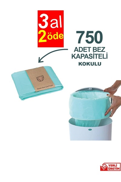Korbell 16 l Çöp Kovaları İle Uyumlu 750 Adet Bebek Bezi Kapasiteli Yerli Çöp Poşeti