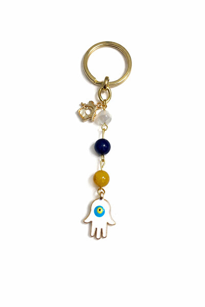 Sunshe Atelier سلسلة مفاتيح بتصميم حجر العقيق الطبيعي (Nazar-Energy-Peace)