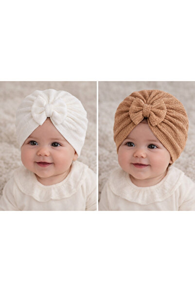 pempem bandana Kız Bebek Fiyonk Detaylı Triko Bone