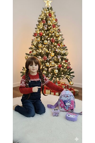 synshop GÜLÜMSE GEL KONSEPT Kız Çocuk Kuromi Çapraz Çanta Cüzdan ve Toka Set ...