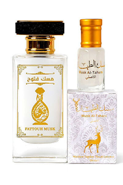 MUSK AL TAHARA Orijinal Beyaz misk seti (Parfüm 50ml + Beyaz misk 6ml alkolsü...