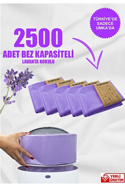 Korbell 16Lt Çöp Kutuları Ile Uyumlu 2500 Bebek Bezi Kapasiteli Lavanta Kokulu 5 Paket Yerli Çöp Poşeti