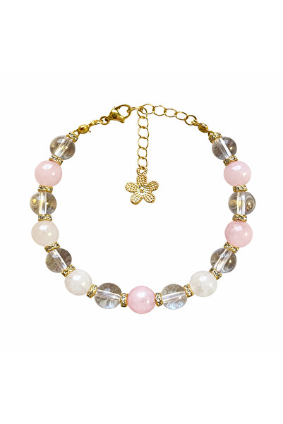 Sunshe Atelier Kristal Kuvars-pembe Kuvars Doğal Taş Bileklik (AŞK-SEVGİ-HUZU...