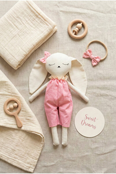 Fiyonka Kız Bebek Uyku Arkadaşı – Pembe Elbiseli Tavşan Oyun Arkadaşı