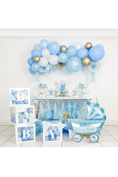 CUGY BABY SHOWER KONSEPTLİ MAVİ  RENK MİNİ YENİ DOĞAN KUTLAMA  PARTİ SETİ