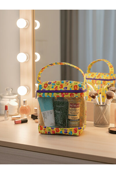 Ays Quilt Transparent Makeup Bag - with Zipper and Carrying Handle