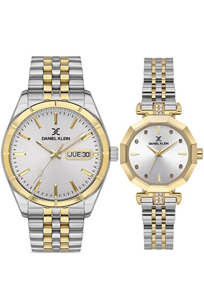 Daniel Klein Altın Gümüş Bicolor Çelik Kordonlu Sevgili Çift Kol Saatleri