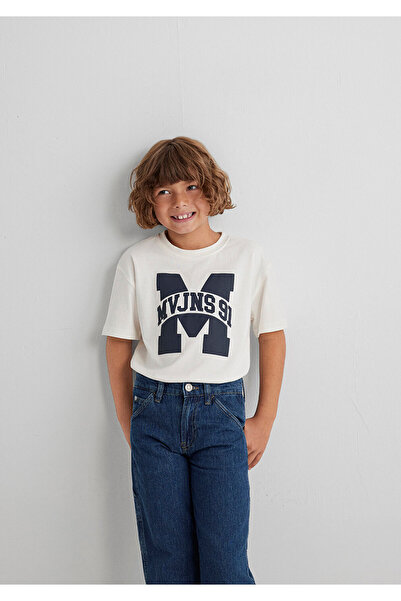 Mavi MVJNS 91 Bedrucktes Ecru-T-Shirt, lockere Passform / bequemer Schnitt 6610368-70057