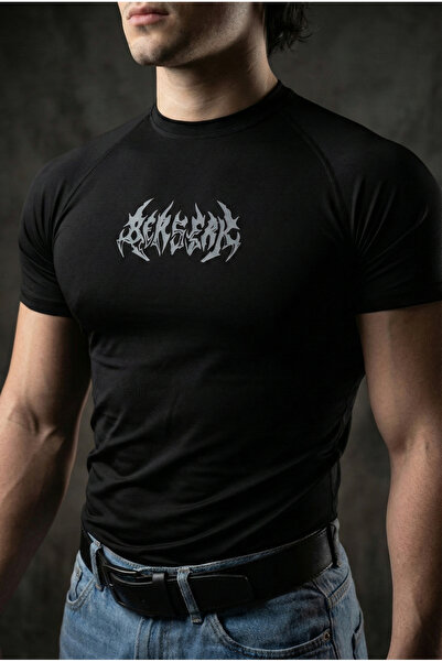 Liber Berserk - Tricou de fitness cu construcție ultra flexibilă, respirabil, cu compresie (NEGRU)