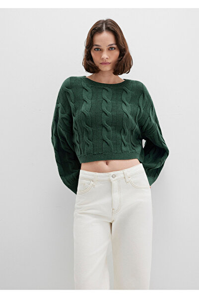 Mavi Crew Neck Green Sweater Crop / Short Cut 1710477-71894