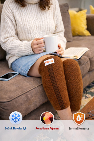 FitQueen غطاء للساق من الصوف الطبيعي - مدفئ للركبة، واقي حراري للشتاء، من شعر...