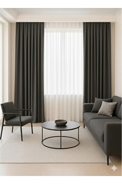 Perde Rüya Antrasit Karartma Blackout Fon Perde Tek Kanat