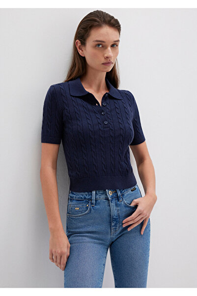 Mavi Marineblauer Strickpullover Polo 1710328-84371