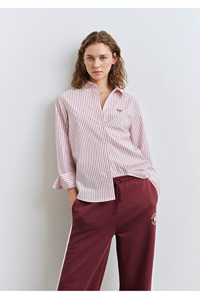 Mavi قميص وردي مخطط مقاس عادي / قطع عادي 1211169-90697