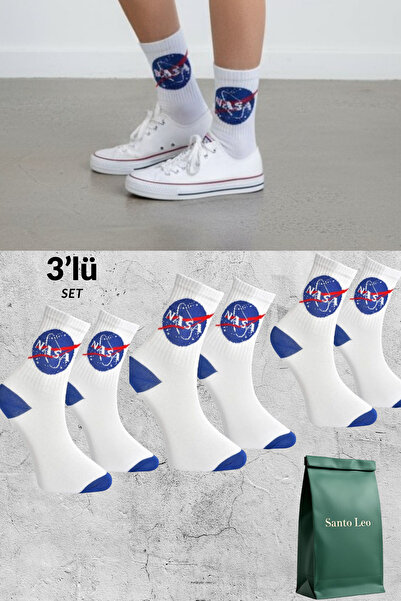 SANTO LEO 3 Pairs White Cotton Tennis College Socks Socket Socks