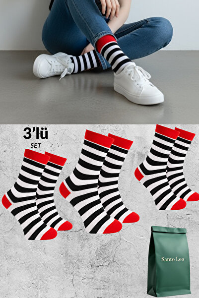 SANTO LEO 3 Pairs White Cotton Tennis College Socks Socket Socks