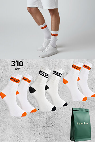 SANTO LEO 3 Pairs White Cotton Tennis College Socks Socket Socks