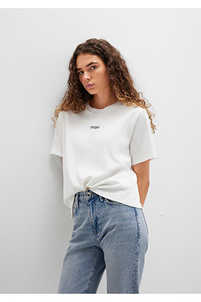 Mavi Tricou alb interlock cu logo imprimat Loose Fit / Potrivire confortabilă largi 1612829-80194