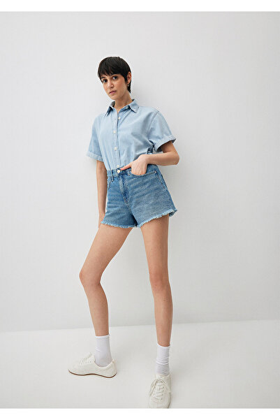 Mavi Cherry 90er Schattiertes Indigo Blau Jean Shorts 1410022-87070