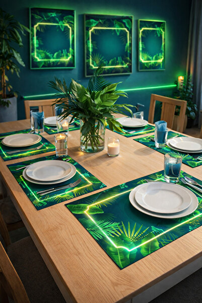 ALAMODECOR طقم تقديم أمريكي مكون من 6 قطع بنمط إطار استوائي