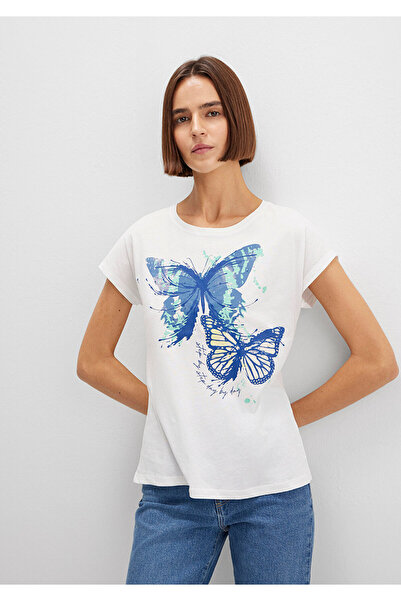 Mavi Μπλουζάκι White Butterfly Printed - Regular Fit 1612620 -70057