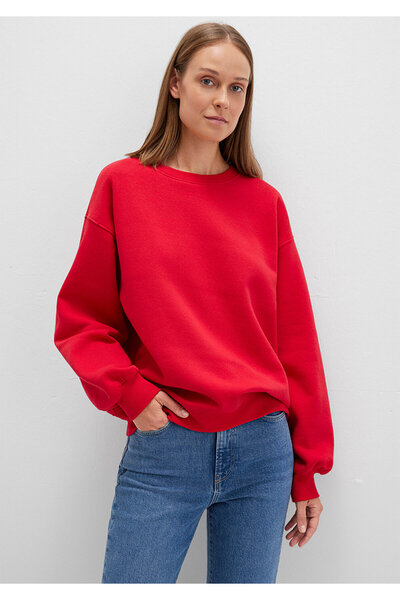 Mavi Bisiklet Yaka Kırmızı Basic Sweatshirt 1610198-80791