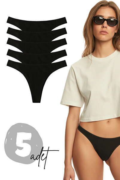 LİBELLA İÇ GİYİM Women's Cotton Stretch Fabric Thong Panties 5-Pack