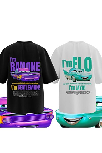 l'eivor Combo de tricou unisex Ramone Cars - Set 2 piese pentru femei și bărbați