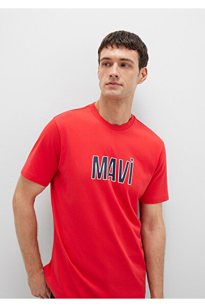 Mavi Logo Baskılı Kırmızı Tişört Regular Fit / Normal Kesim 066842-33099