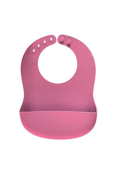 reer Bavetă din silicon cu buzunar colector pentru bebeluși, reglabilă, roz, Eat`n Tidy