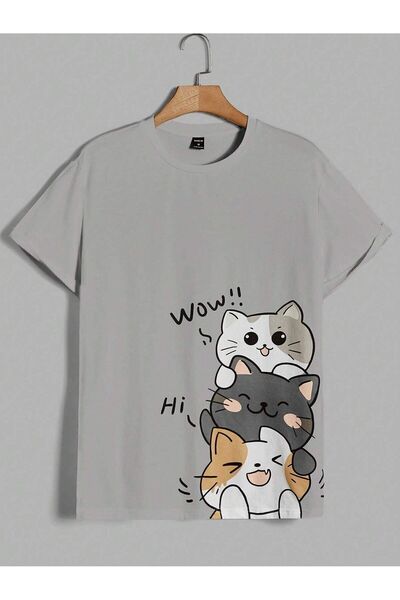 l'eivor تي شيرت نسائي مطبوع عليه قطة أنمي