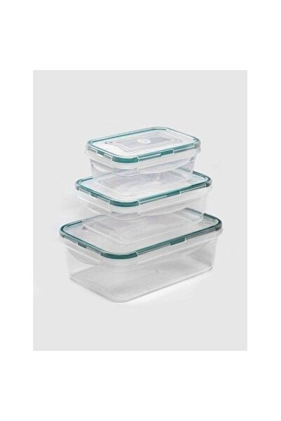 sterk Set 3 rectangular containers for food with side handles and airtight li...