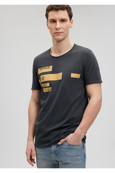 Mavi Bedrucktes anthrazitfarbenes Istanbul-T-Shirt, tailliert, 064759-24393