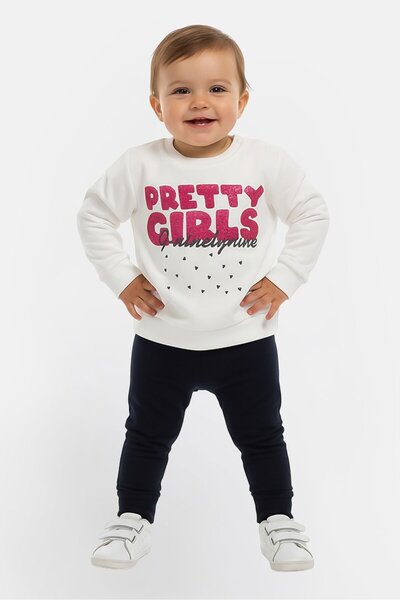 GURU G99 by Toddlers Girl 2 Pieces Graphic Print Sweatshirt And Bottom Set, M...