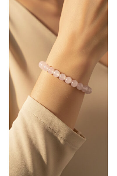 QELA COLLECTION Kadın Hediye Pembe Kuvars Doğal Taş Bileklik – Şık El Yapımı