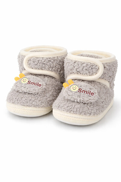 Superbaby Сиви бебешки буйки за първи стъпки, с подплата от пух, с каишка тип...