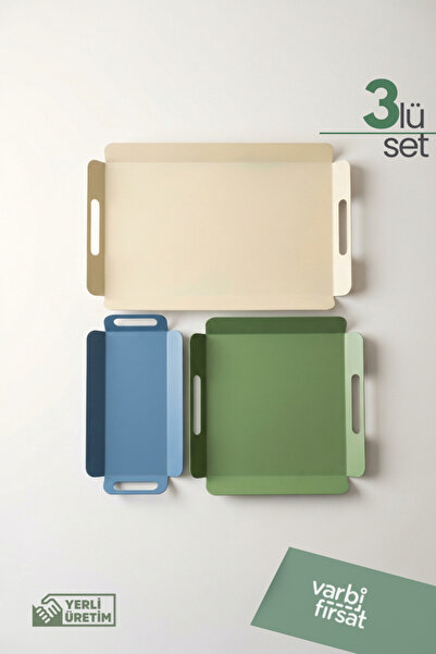 Varbifırsat 3-Piece Modern Metal Presentation Tray Set