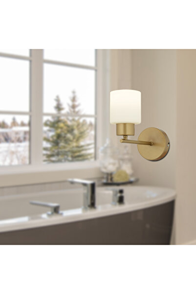 Apliqa Lima Eskitme Beyaz Cam Duvar Lambası Yatak Odası-Yatak Başı-Banyo İçin Modern Aplik