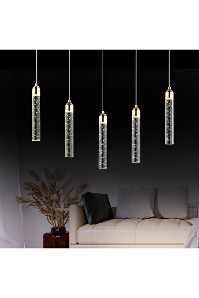 Apliqa Zaki 5 li Sıralı Gold Kaplama 3 Renkli 72 Watt Ledli Modern Tasarım Ot...
